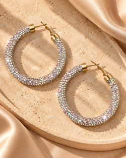 Diamond Studded Hoops