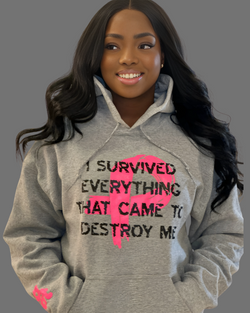 I SURVIVED PINK RIBBON  HOODIES