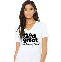 God is Great - White Unisex VNeck Tee